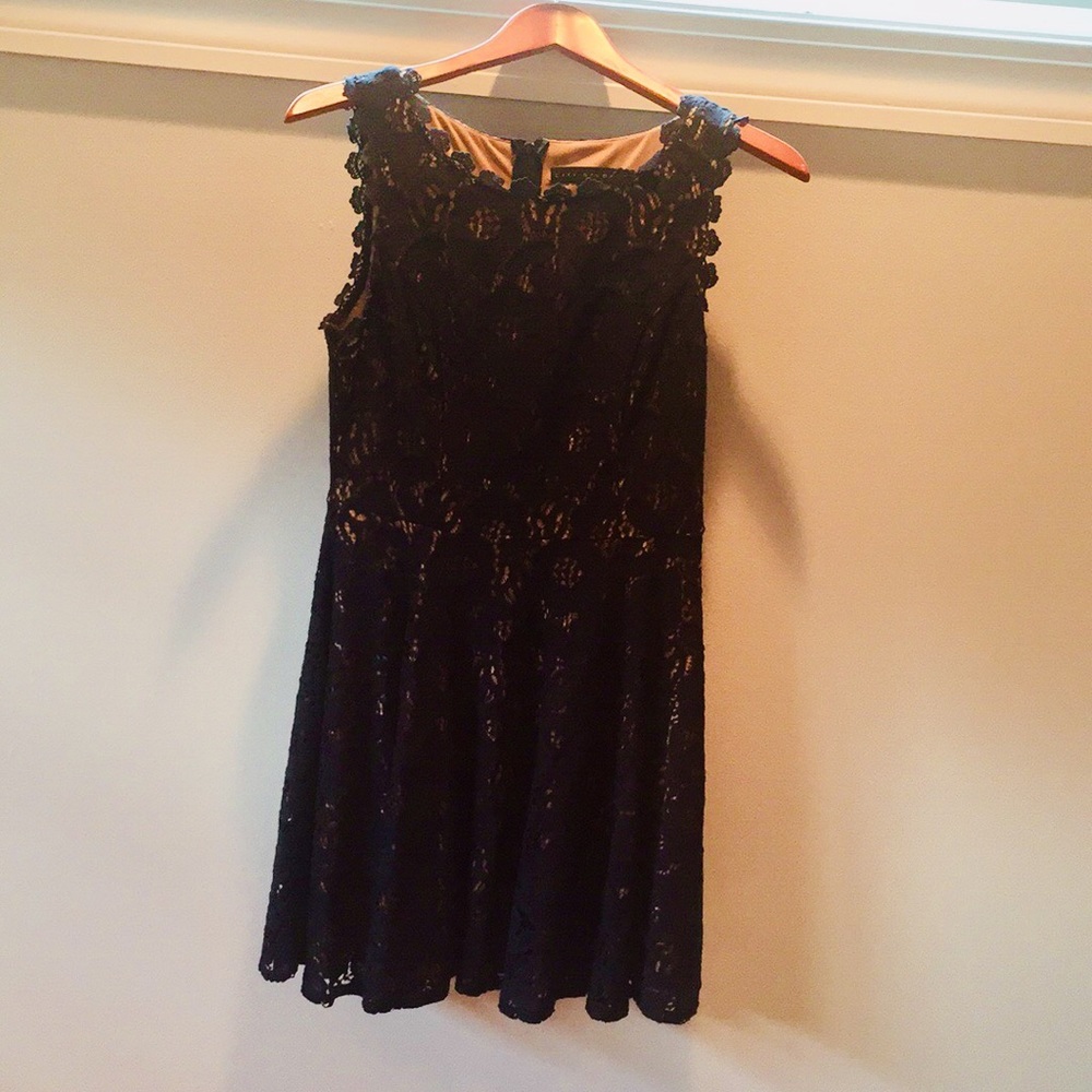 Navy lace overlay sun dress